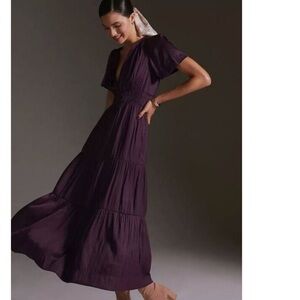 Anthropologie Purple Satin Dress